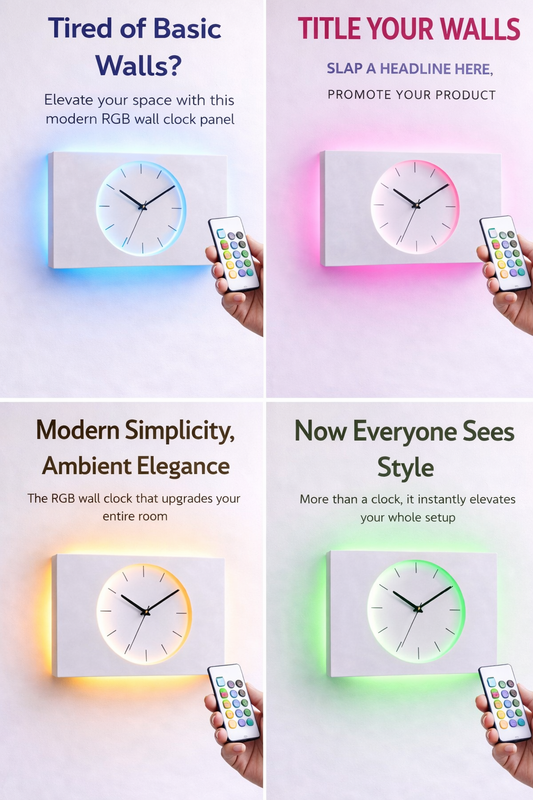 RGB Wall Clock Panel – Modern Minimalist LED Clock for Premium Room Setup
