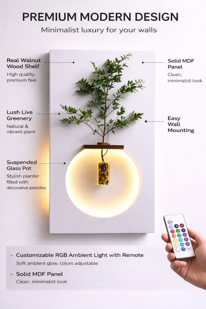 Modern Wall hanging Plant Decoration with Ambient Light